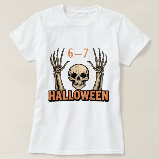 シックス セブン 6-7 ミニマルタイポグラフィーデザイン Tシャツ (デザイン正面)