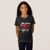 シックス セブン 6 7 メモ シャツ柄 サンタ帽子デザイン Tシャツ (正面フル)
