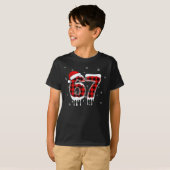 シックス セブン 6 7 メモ チェック柄 サンタ帽子 Tシャツ (正面フル)
