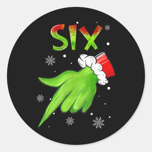 シックス ファニー シックス セブン 6 7 ミーム サンタ クリスマス Xmas ラウンドシール (正面)