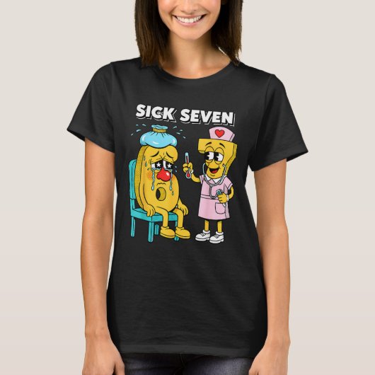 シックセブン ミーム ６７ シック７ おもしろ 看護婦 レディース Tシャツ (正面)