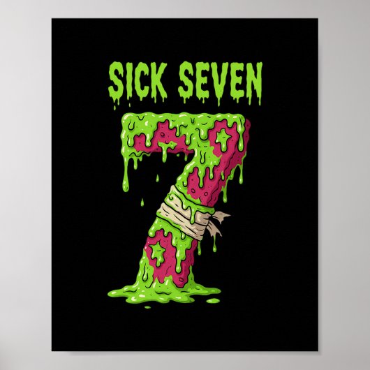 シックセブン ミームTシャツ 6 7 面白い言葉遊び ドライ ポスター (正面)