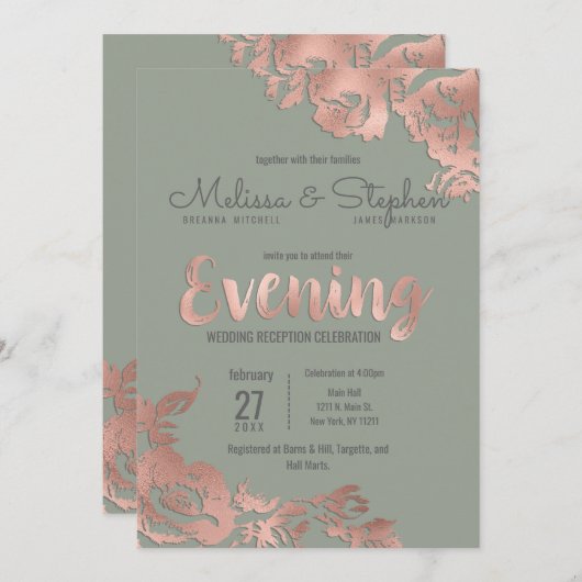 シックセージグリーンバラ金ゴールドフローラ夕べ 招待状 (正面/裏面)