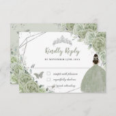 シックセージグリーンフローラシルバーキンセニェラプリンセス 出欠カード (正面/裏面)