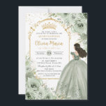 シックセージグリーンフローラバラプリンセスキンセアニラ 招待状<br><div class="desc">パーソナライズエレガントこのセージ緑のフローラキンセアニラ/甘い16誕生日の招待を簡単かつ迅速に。単クリックにはカスタマイズ、さらにボタンをクリックして文字の編集、フォントとフォントの色の変更。柔らかい水の色のセージ緑の花を特徴とし、美しいセージ緑のボールガウンと金ゴールド王女の冠を着た女の子。キンセアニェラ、sweet sixteen、18歳の誕生日、デバタンボールや多くの大事な行事に最適！ストアで使用可能な一致アイテム。ハサマーセット素晴らし書類</div>