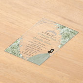 シックセージグリーンフローラプリンセスシルバーキンセアニラ アクリル招待状 (レイダウン)