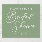 シックセージグリーンブライダルシャワー パーソナライズされた スパークリングワインラベル (シングルラベル)