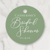シックセージグリーンブライダルシャワー パーソナライズされた フェイバータグ (正面)