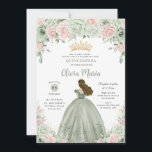 シックセージグリーン赤面フローラプリンセスキンセアニラ 招待状<br><div class="desc">このセージエレガントグリーンと赤面フローラキンセアニラ/甘い16の誕生日の招待を簡単かつ迅速にパーソナライズ。単にクリックデザインツールを使用して編集し、文字をさらに編集し、フォントとフォントの色を変更する。柔らかい水の色のセージ緑と赤面の花を特徴とし、美しいセージ緑のボールガウンと金ゴールド王女の冠を着た女の子。キンセアニェラ、sweet sixteen、18歳の誕生日、デバタンボールや多くの大事な行事に最適！ストアで使用可能な一致アイテム。ハサマーセット素晴らし書類</div>