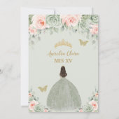 シックセージグリーン赤面フローラ金ゴールドキンセアニラXV 招待状 (裏面)