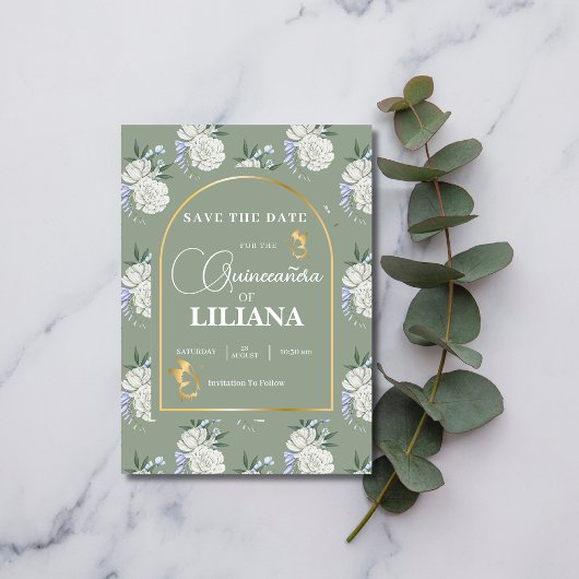 シックセージグリーン金ゴールドアーチバタフライキンセアニラ セーブザデート