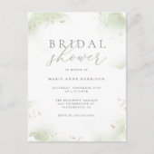 シックセージグリーン金ゴールドダストブライダルシャワー インビテーションポストカード (正面)
