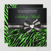 シックゼブラキンセアニェラ招待状と宝石で飾られた弓 招待状 (正面/裏面)