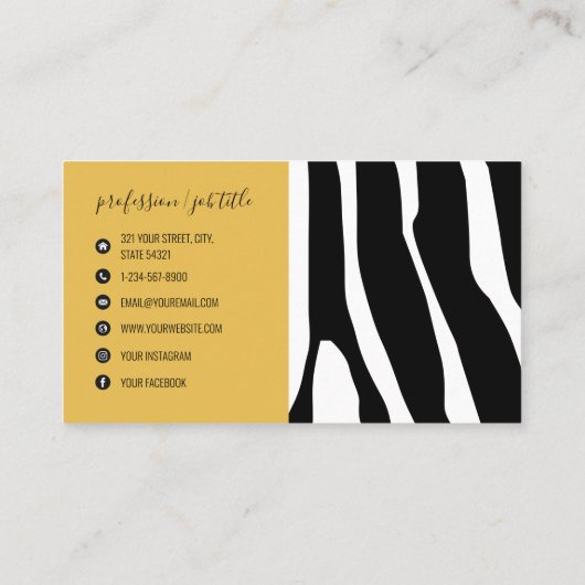 シックゼブラストライプ&金ゴールドモダンプロフェッショナル 名刺 (裏面)