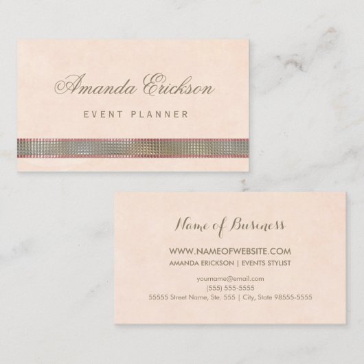 シックソフトピーチフェイクセインきらめくイベントプランナー 名刺 (正面/裏面)