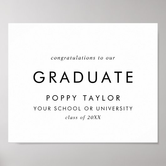 シックタイポグラフィおめでとう卒業生 ポスター (正面)