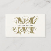 シックタイポグラフィアイボリーモノグラム名 名刺 (正面)