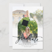 シックタイポグラフィアーチフォト卒業 案内状 (正面)