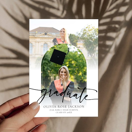 シックタイポグラフィアーチフォト卒業 案内状