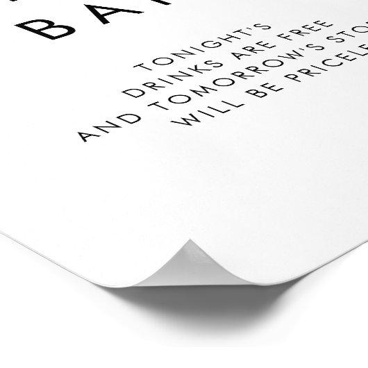 シックタイポグラフィオープンバー標識 ポスター (角)