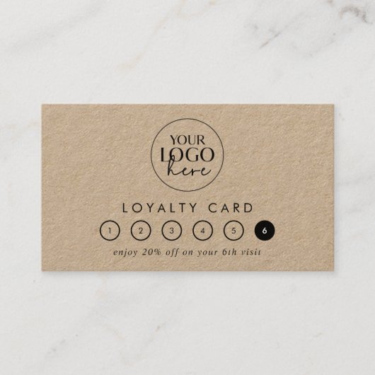 シックタイポグラフィクラフトロゴビジネス報酬6パンチ ロイヤリティカード (正面)