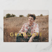 シックタイポグラフィゴールドフォイルフォトグラードアナウンス 箔招待状 (正面)