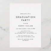 シックタイポグラフィゴールドフォイルフォト卒業パーティー 箔招待状 (裏面)