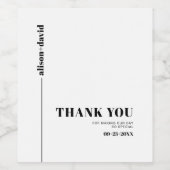 シックタイポグラフィサンキューミニマル結婚リスト ワインラベル (シングルラベル)