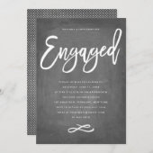 シックタイポグラフィシャルボード婚約した婚約 招待状 (正面/裏面)