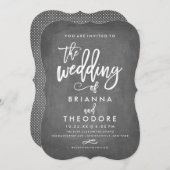 シックタイポグラフィシャルボード結婚式招待状 招待状 (正面/裏面)