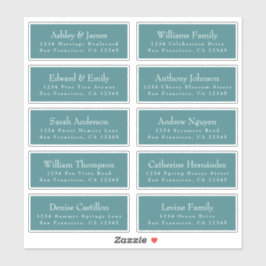 シックタイポグラフィティール(緑がかった色)結婚ズゲスト住所 シール