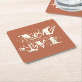 シックタイポグラフィテラコッタモノグラム名 スクエアペーパーコースター (アングル)