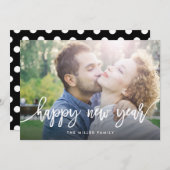 シックタイポグラフィハッピーニューイヤーホリデーフォトカード シーズンカード (正面/裏面)