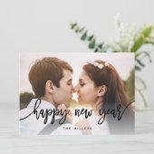 シックタイポグラフィハッピーニューイヤー写真 シーズンカード (スタンド正面)