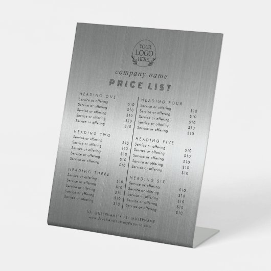 シックタイポグラフィビジネスサービスの価格表 台座サイン (正面)