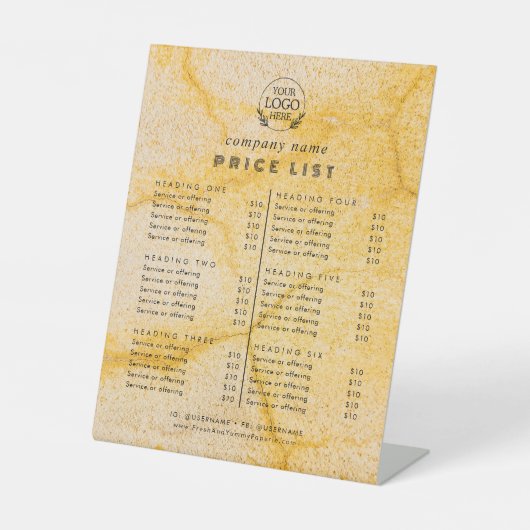 シックタイポグラフィビジネスサービスの価格表 台座サイン (正面)