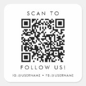 シックタイポグラフィビジネスソーシャルメディアQRコード スクエアシール (正面)