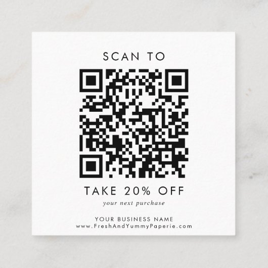 シックタイポグラフィビジネスQRコードありがとう 割引カード (裏面)