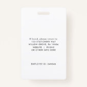 シックタイポグラフィフォトスモールビジネスまたは先生ID バッジ (裏面)