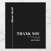 シックタイポグラフィブラックサンキューミニマリスト結婚ズ ワインラベル (シングルラベル)