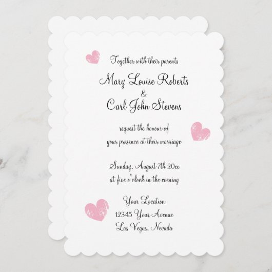 シックタイポグラフィホタテの縁結婚式招待状 招待状 (正面/裏面)