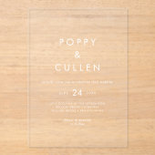 シックタイポグラフィホワモダンホーシンプルホー結婚ズ アクリル招待状 (正面)