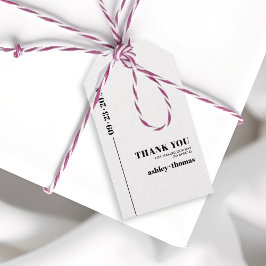 シックタイポグラフィミニマリストサンキュー結婚ズ ギフトタグ