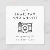 シックタイポグラフィロゴソーシャルメディア共有有難う スクエア名刺 (裏面)