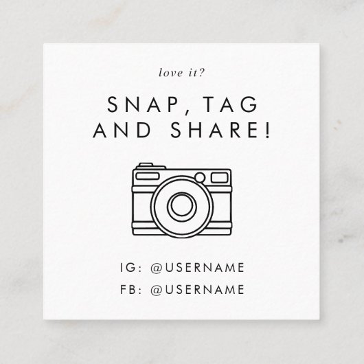 シックタイポグラフィロゴソーシャルメディア共有有難う スクエア名刺 (裏面)