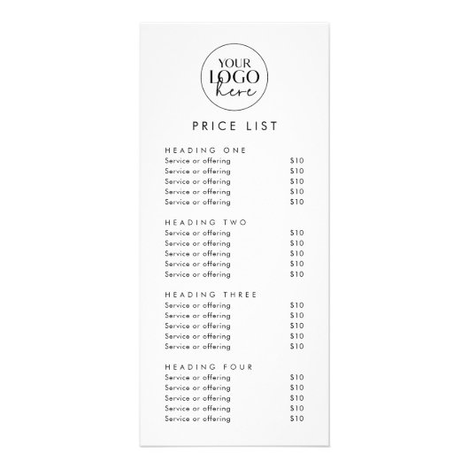 シックタイポグラフィロゴビジネス価格表 ラックカード (正面)