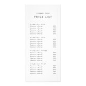 シックタイポグラフィ両面ビジネスプライスリスト ラックカード (正面)