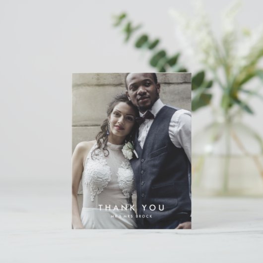 シックタイポグラフィ写真テンプレートサンキューハガキ ポストカード (スタンド正面)