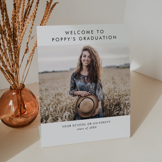 シックタイポグラフィ写真卒業パーティーへようこそ 台座サイン