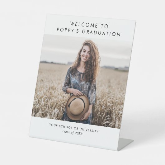 シックタイポグラフィ写真卒業パーティーへようこそ 台座サイン (正面)